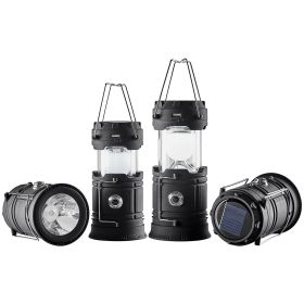 LED Camping Lanterns, 4 Pack Rechargeable Camping Flashlights, Solar & USB Charging, Portable Collapsible, Bulit to Last Lights, As Power Bank, for Hi