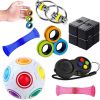 Sensory Fidget Toys Set 7 Pack. Stress Relief Relieve Anxiety Tools Bundle Figette Toys with Fidget Pad, Cube with Infinity, Magnetic Ring, Fidget Box