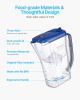 Water Filter Pitcher, 9 Cup 5-stage Water Filter Dispenser, Fast Filtration System with Filter Change Indicator, No BPA, Lasts 3 Months or 40 Gallons,